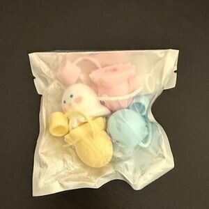 Pastel Mini Animal water bottle straw caps - Pink, Blue, Yellow, white
